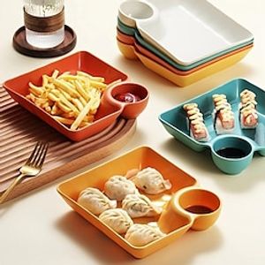 Creative Square Serving Plate With Vinegar Saucer: Perfect for Dumplings, Potato, Water, Sushi, Fruit, Desserts  More!Creative Square Serving Plate With Vinegar Saucer: Perfect for Dumplings, Potato, Water, Sushi, Fruit, Desserts  More! miniinthebox