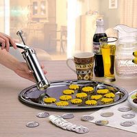 Stainless Steel Non-Stick Cookie Press Set Include 22 Shapes & 4 Decorating Tips
