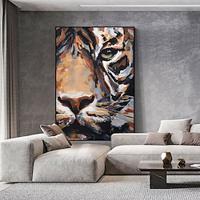 Handmade Oil Painting Canvas Wall Art Decoration Abstract Animal Tiger for Home Decor Rolled Frameless Unstretched Painting Lightinthebox