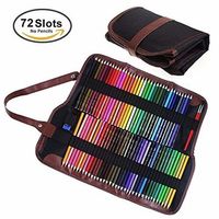 72 Slots Canvas Leather Contracted Pencil Roll Case For Colour Pen Sketch Pen School Supplies