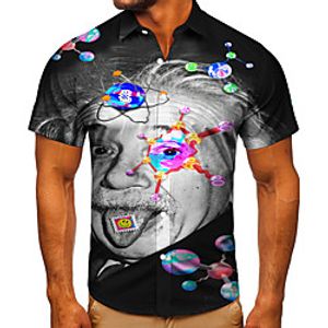 Men's Shirt 3D Print Graphic Prints Human Button-Down Short Sleeve Street Tops Casual Fashion Classic Breathable Black miniinthebox