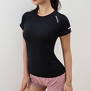 Women's Crew Neck Yoga Top Summer Letter Black Blue Pink Green Light Blue Yoga Fitness Gym Workout T Shirt Top Short Sleeve Sport Activewear Moisture Wicking Quick Dry Breathable Comfortable Freedom Lightinthebox