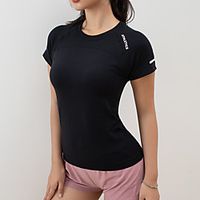 Women's Crew Neck Yoga Top Summer Letter Black Blue Pink Green Light Blue Yoga Fitness Gym Workout T Shirt Top Short Sleeve Sport Activewear Moisture Wicking Quick Dry Breathable Comfortable Freedom Lightinthebox - thumbnail