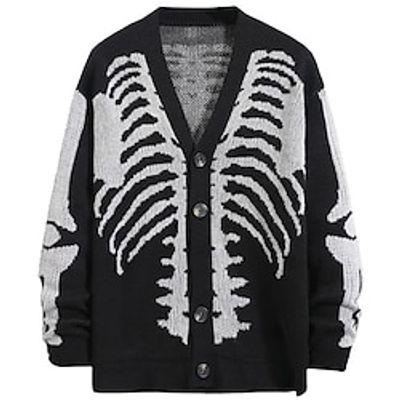 Skeleton Casual Men's Knitting Print Cardigan Sweater Halloween Cardigan Knitwear Outdoor Daily Vacation Halloween Long Sleeve V Neck Sweaters Black Brown Army Green Fall Winter S M L Sweaters Lightinthebox Skeleton Casual Men's Knitting Print Cardigan Sweater Halloween Cardigan Knitwear Outdoor Daily Vacation Halloween Long Sleeve V Neck Sweaters Black Brown Army Green Fall Winter S M L Sweaters Lightinthebox