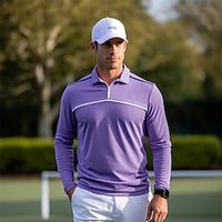 Men's Sport Polo Golf Shirt Sports Daily Wear Quarter Zip Long Sleeve Fashion Comfortable Embroidery Patchwork Zip Up Spring   Fall Regular Fit Purple Sport Polo Lightinthebox - thumbnail
