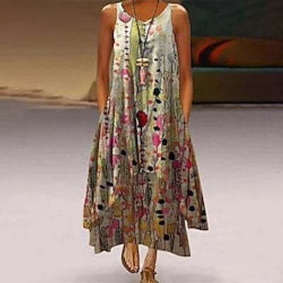 Women's A Line Dress Midi Dress Green White Yellow Khaki Orange Red Sleeveless Floral Tie Dye Pocket Print Spring Summer V Neck Casual 2022 S M L XL XXL 3XL 4XL 5XL Lightinthebox Women's A Line Dress Midi Dress Green White Yellow Khaki Orange Red Sleeveless Floral Tie Dye Pocket Print Spring Summer V Neck Casual 2022 S M L XL XXL 3XL 4XL 5XL Lightinthebox