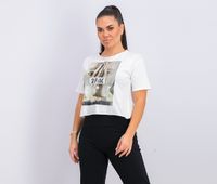 Womens Graphic Crop Tops  White - thumbnail