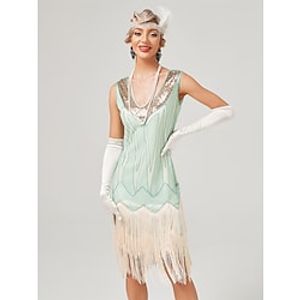 The Great Gatsby Charleston Roaring 20s 1920s Cocktail Dress Vintage Dress Flapper Dress Masquerade Prom Dress Women's Sequins Tassel Fringe Costume Vintage Cosplay Halloween Carnival Dress Halloween Lightinthebox