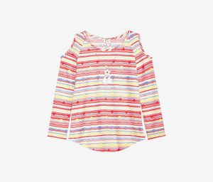 Big Girls Striped Top & Necklace  Yellow/Red Combo