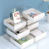 123PC Office Desk Stationery Drawer Storage Box Cosmetics Sorting Box Miscellaneous Items Desk Storage Rack Desktop Storage Box Lightinthebox - thumbnail
