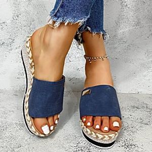 Women's Sandals Wedge Heel Closed Toe Synthetics Solid Colored Black Yellow Blue Lightinthebox