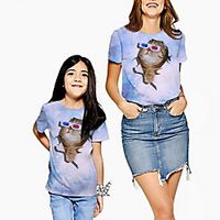 Family Look Purple Active Animal Print Short Sleeve Tee  Kids Lightinthebox - thumbnail