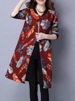 Vintage Women Printed Long Coat