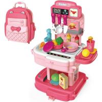 Little Story Role Play Chef Kitchen Restaurant Toy Set School Bag 34 Pcs - Pink 2 - In - 1 Mode LS_RPSB_KTPI