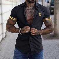 Men's Shirt Button Up Shirt Casual Shirt Summer Shirt Beach Shirt Black Pink Blue Gray Short Sleeve King Turndown Hawaiian Holiday Clothing Apparel Fashion Casual Comfortable Lightinthebox