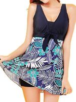 Plus Size Women Sexy Floral Printing One Piece Swimdress