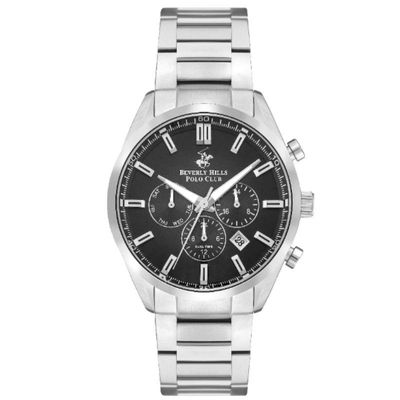 Beverly Hills Polo Club Men's Multi Function Display Watch & Metal Strap, Silver - BP3502X.350