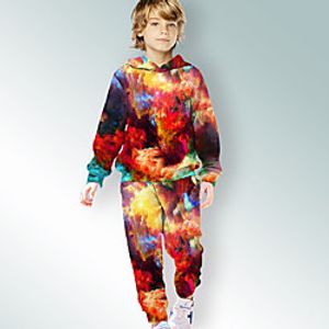 Kids Boys' Hoodie  Pants Clothing Set 2 Pieces Long Sleeve Rainbow Graphic Print Street Sports Vacation Casual Fashion Daily Street Style Regular 3-12 Years Lightinthebox