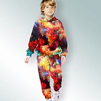 Kids Boys' Hoodie  Pants Clothing Set 2 Pieces Long Sleeve Rainbow Graphic Print Street Sports Vacation Casual Fashion Daily Street Style Regular 3-12 Years Lightinthebox - thumbnail