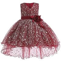 Kids Little Girls' Dress Solid Colored A Line Dress Anniversary School Red Above Knee Beautiful Cute Dresses Spring Summer 2-6 Years miniinthebox - thumbnail