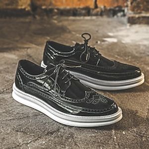 Men's Sneakers Oxfords Brogue Dress Shoes Wingtip Shoes Dressy Sneakers Business Casual Wedding Office  Career Party  Evening Synthetic leather Lace-up Black Spring Fall Lightinthebox