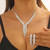 Jewelry Set 3pcs Rhinestone Alloy Earrings Necklace Women's Elegant Vintage Fashion Geometrical Geometric Jewelry Set For Wedding Party Anniversary Lightinthebox - thumbnail