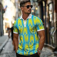 DopamineHoliday X Kris Lee Men's Geometry Printed Short Sleeve Polo Shirts Lightinthebox