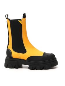 Yellow/Black Leather Ankle Boots