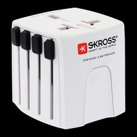 Skross MUV Micro Travel Adapter, 2-pole Travel Adaptor with Slide System, Designed in Switzerland for more than 220 Countries, 1.302180 White