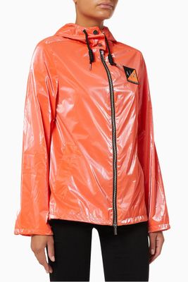 Iridiscent Hooded Jacket in Crinkled Nylon Iridiscent Hooded Jacket in Crinkled Nylon
