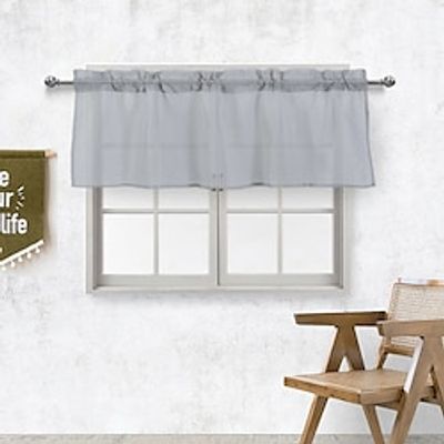Half Kitchen Window Curtains Solid Color Polyester Curtain Breathable Shading Sunscreen Short Curtains for Camper Van Lightinthebox