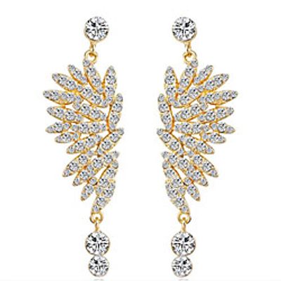 Women's Cubic Zirconia Drop Earrings Tassel Fringe Stylish Gold Plated Earrings Jewelry Gold / White For Party Evening Prom Birthday Festival 1 Pair miniinthebox