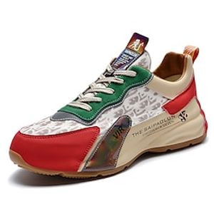 Men's Unisex Basketball Shoes Sporty Look Sporty Casual Preppy Outdoor Daily Running Shoes Basketball Shoes PU Booties / Ankle Boots Red White Color Block Winter Fall miniinthebox