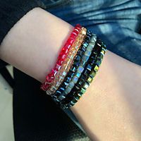 6pcs Women's Bead Bracelet Friendship Bracelet Bracelet Stacking Stackable Fashion Birthday Weave Simple Luxury Elegant Fashion Punk Austria Crystal Bracelet Jewelry Red For Wedding Party Evening miniinthebox - thumbnail