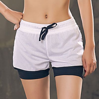 Women's Shorts 2 in 1 Mesh Color Block Sport Athleisure Shorts Bottoms Quick Dry Breathable Soft Yoga Tennis Exercise  Fitness Running Walking Training Casual Outdoor Exercising  Summer Lightinthebox