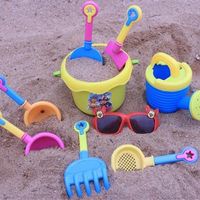 9pcs Kids Seaside Beach Sand Play Water Toy Tools With Spade Shovel Sunglasses