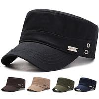 Men's Flat Cap Sun Hat Trucker Hat Black Navy Blue Cotton Fashion Casual Street Daily Plain Adjustable Sunscreen Breathable Lightinthebox - thumbnail