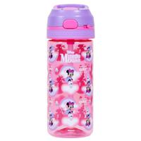 Disney Minnie Mouse Tritan Water Bottle With Lockable Push button And Carry Handle - Purple Pink 420ml