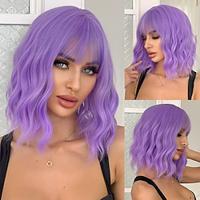 Synthetic Wig Uniforms Career Costumes Princess Curly Wavy Middle Part Layered Haircut Machine Made Wig 14 inch Bright Purple Synthetic Hair Women's Cosplay Party Fashion Purple Lightinthebox