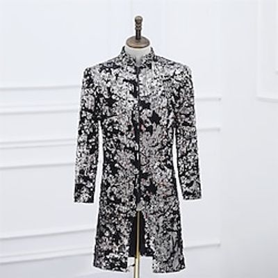 Retro Vintage 1970s Disco 1980s Coat Masquerade Outerwear Disco Men's Sequins Cosplay Costume Masquerade Party  Evening Coat Lightinthebox