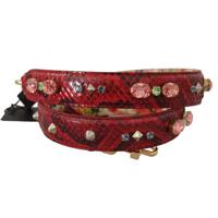 Dolce Gabbana Elegant Red Python Leather Bag Strap - BEL8726