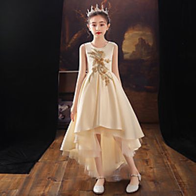 Princess Asymmetrical Flower Girl Dresses Formal Evening Satin Chiffon Sleeveless Jewel Neck with Appliques Lightinthebox Princess Asymmetrical Flower Girl Dresses Formal Evening Satin Chiffon Sleeveless Jewel Neck with Appliques Lightinthebox