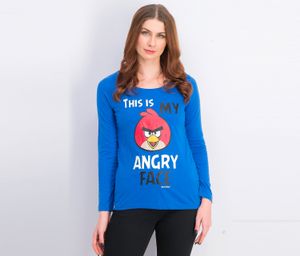 Womens Graphic Print Longsleeves Top  Blue