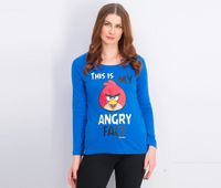 Womens Graphic Print Longsleeves Top  Blue - thumbnail