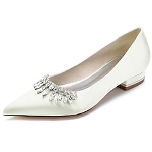 Women's Wedding Shoes Dress Shoes Wedding Party Daily Wedding Flats Bridal Shoes Bridesmaid Shoes Summer Rhinestone Flat Heel Pointed Toe Elegant Fashion Luxurious Satin Loafer Wine Black White Lightinthebox