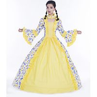 Maria Antonietta Retro Vintage Rococo 18th Century Vacation Dress Dress Masquerade Prom Dress Women's Satin Costume Yellow Vintage Cosplay Party Prom Long Sleeve Floor Length Ball Gown Plus Size miniinthebox - thumbnail