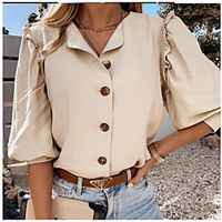 Women's Coat Daily Wear Spring Summer Regular Coat Regular Fit Casual / Daily Jacket Solid Color Others Lotus color khaki miniinthebox - thumbnail