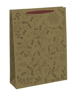Homesmiths Christmas Gold Holly Bottle Bag