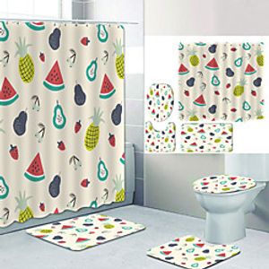 Pineapple Watermelon Pear Digital Printing Four-piece Set Shower Curtains and Hooks Modern Polyester Machine Made Waterproof Bathroom Lightinthebox