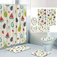 Pineapple Watermelon Pear Digital Printing Four-piece Set Shower Curtains and Hooks Modern Polyester Machine Made Waterproof Bathroom Lightinthebox - thumbnail
